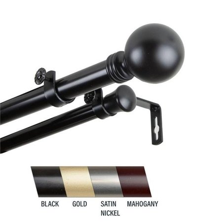 CENTRAL DESIGN Central Design 100-01-1602-D Globus 1 in. Double Curtain Rod; 160-240 in. - Black 100-01-1602-D